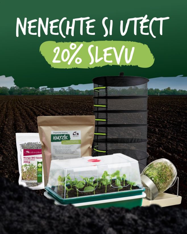 😎 U nás slevy ještě nekončí! Nakupte vše, co potřebujete pro vnitřní i venkovní pěstování rostlin a pokojovek s 20% Black...